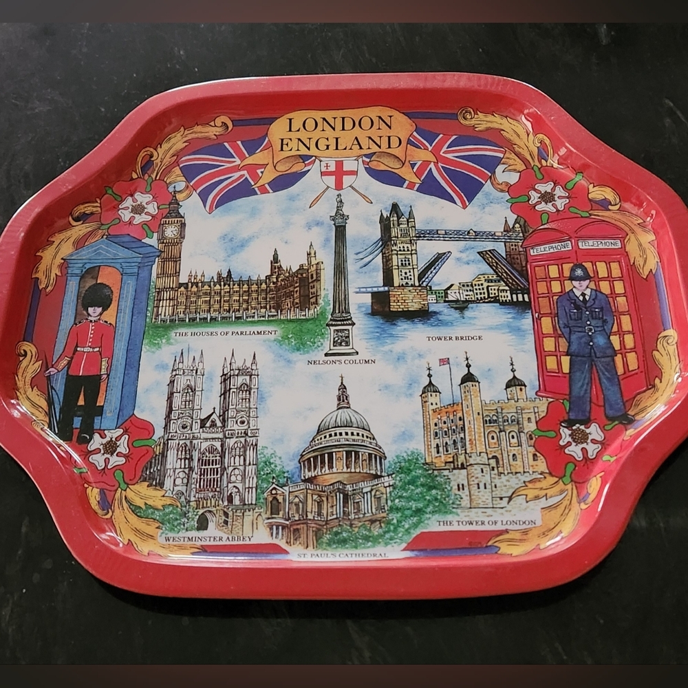 Vintage London metal tea tray